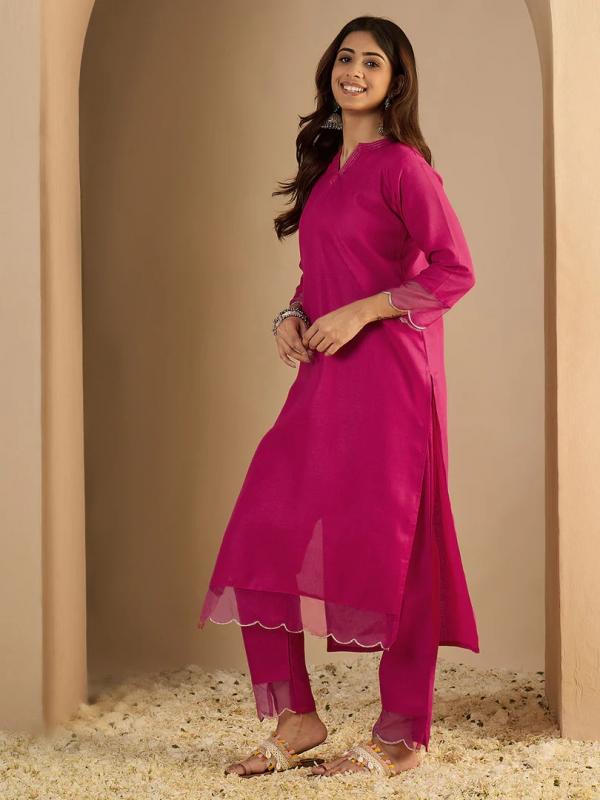 VP 9863 R Riwaayat Rani pink Women Cotton Blend Kurta Pant Set